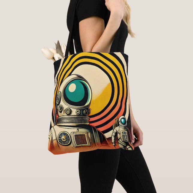 Mid Century Space Age Astronaut Landing Art  Tote Bag (Close Up)