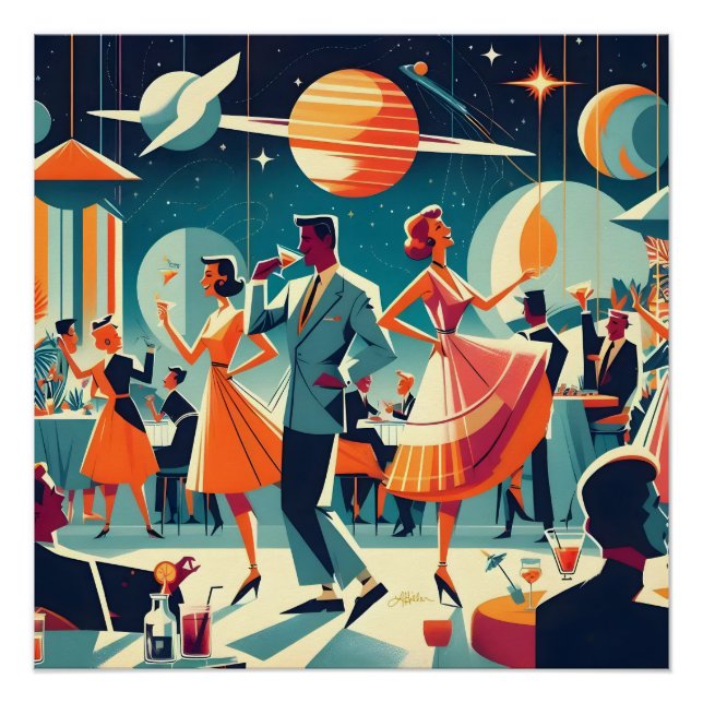 Mid Century Space Age Cocktail Party Poster (Front)