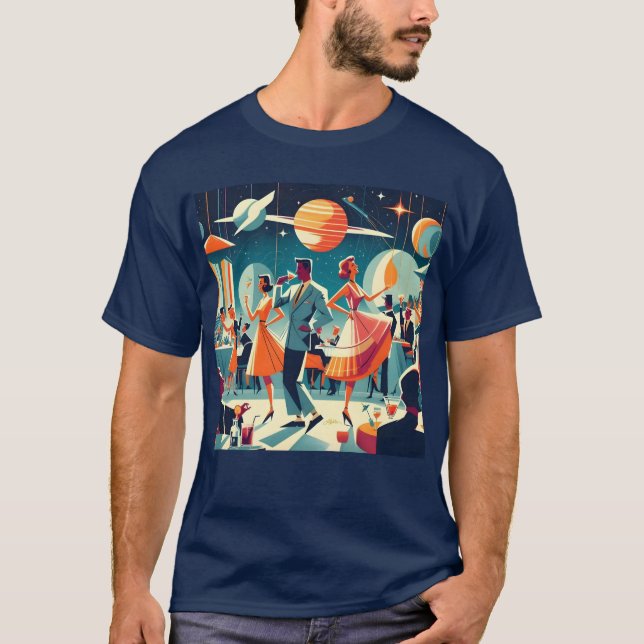 Mid Century Space Age Cocktail Party T-Shirt (Front)