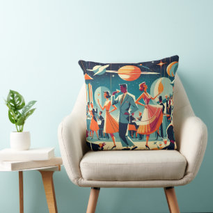 Mid Century Space Age Cocktail Party Throw Pillow