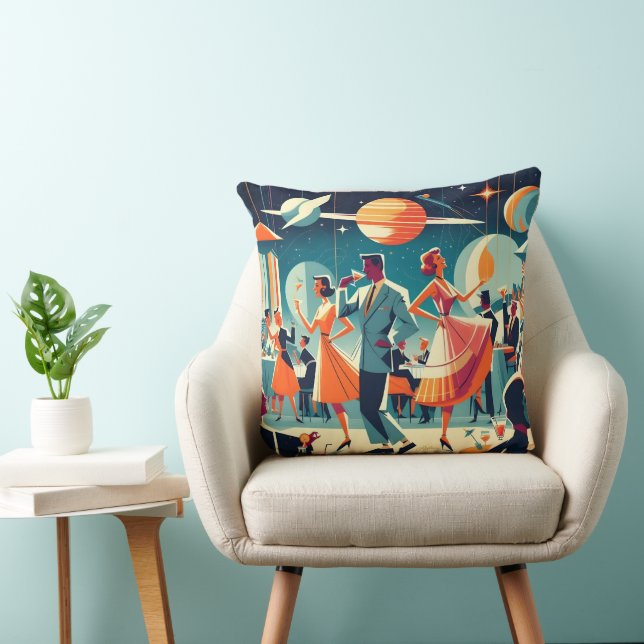 Mid Century Space Age Cocktail Party Throw Pillow (Chair)