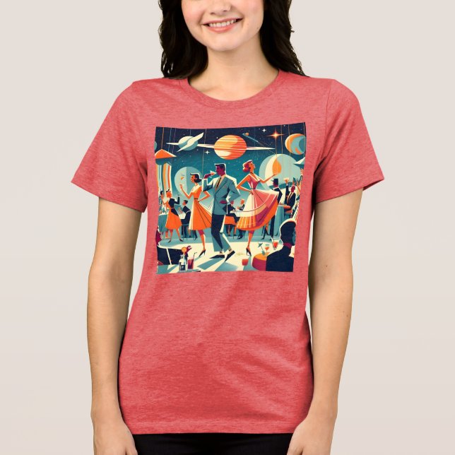 Mid Century Space Age Cocktail Party Tri-Blend Shirt (Front)