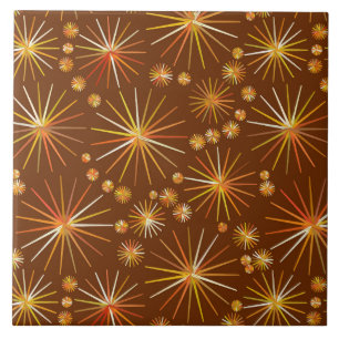 Mid Century Sputnik pattern, Chocolate Brown Ceramic Tile