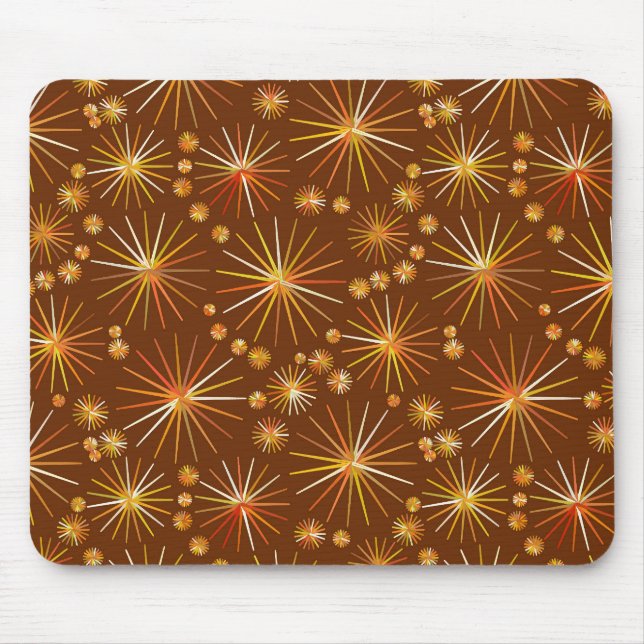 Mid Century Sputnik pattern, Chocolate Brown Mouse Pad (Front)
