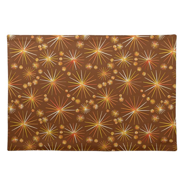 Mid Century Sputnik pattern, Chocolate Brown Placemat (Front)