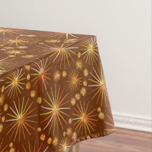 Mid Century Sputnik pattern, Chocolate Brown Tablecloth