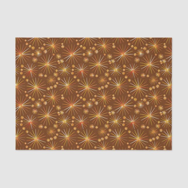Mid Century Sputnik pattern, Chocolate Brown Tissue Paper (Front)