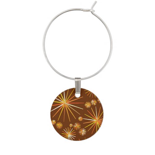 Mid Century Sputnik pattern Chocolate Brown Wine Charm