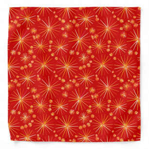 Mid Century Sputnik pattern, Deep Red Bandana
