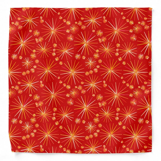 Mid Century Sputnik pattern, Deep Red Bandana (Front)