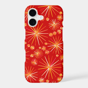 Mid Century Sputnik pattern, Deep Red iPhone 17 Case