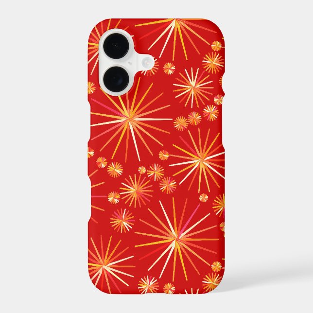 Mid Century Sputnik pattern, Deep Red Case-Mate iPhone Case (Back)