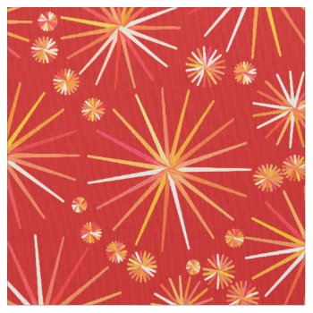 Mid Century Sputnik Pattern  Deep Red Fabric by Floridity at Zazzle