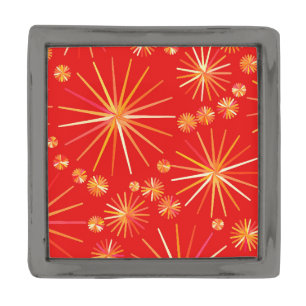 Mid Century Sputnik pattern, Deep Red Gunmetal Finish Lapel Pin