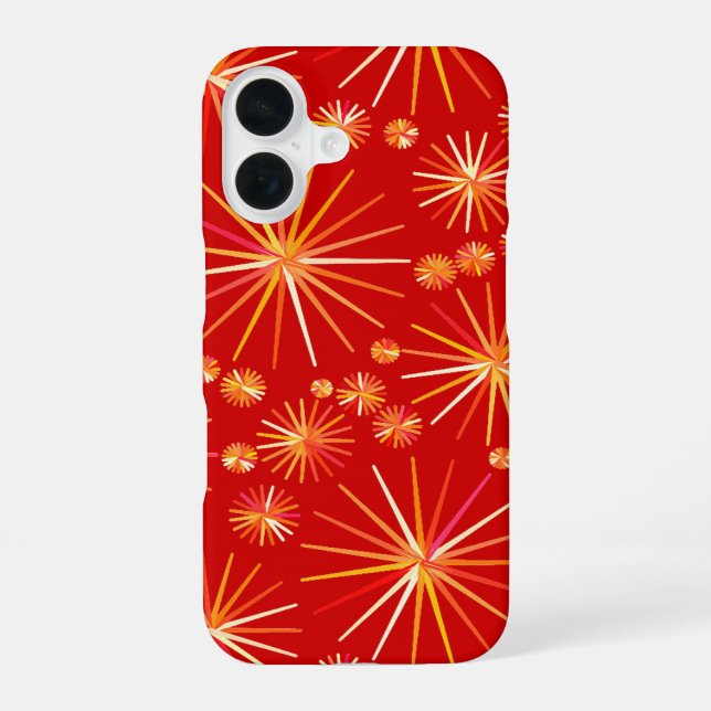 Mid Century Sputnik pattern, Deep Red Iphone Case (Back)