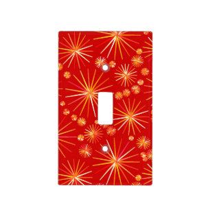 Mid Century Sputnik pattern, Deep Red Light Switch Cover