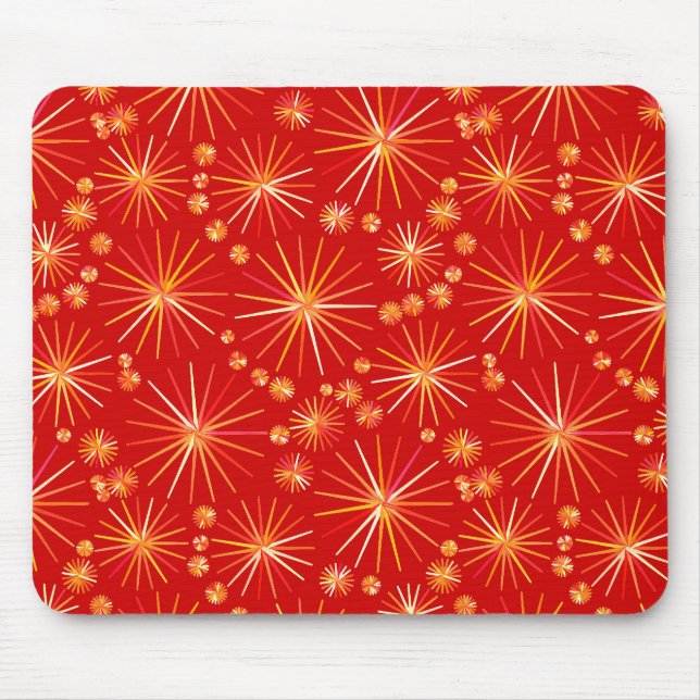 Mid Century Sputnik pattern, Deep Red Mouse Pad (Front)