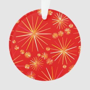 Mid Century Sputnik pattern, Deep Red Ornament