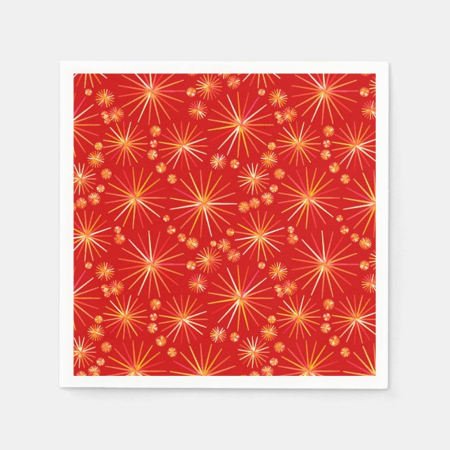 Mid Century Sputnik pattern, Deep Red Paper Napkins (Front)
