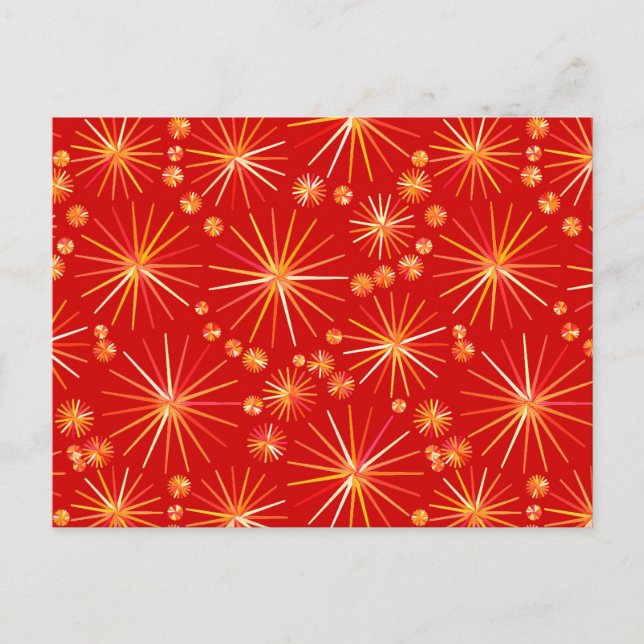 Mid Century Sputnik pattern, Deep Red Postcard (Front)