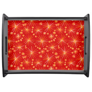 Mid Century Sputnik pattern, Deep Red Serving Tray