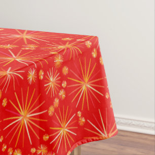 Mid Century Sputnik pattern, Deep Red Tablecloth