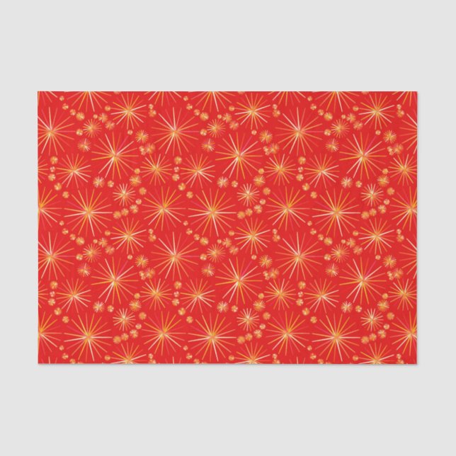 Mid Century Sputnik pattern, Deep Red Tissue Paper (Front)
