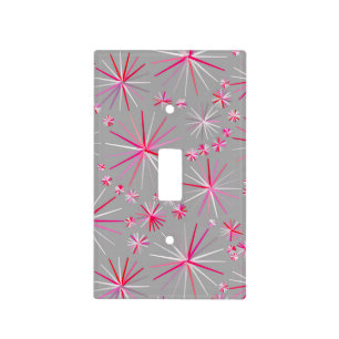 Mid Century Sputnik pattern, Grey and Fuchsia Light Switch Cover