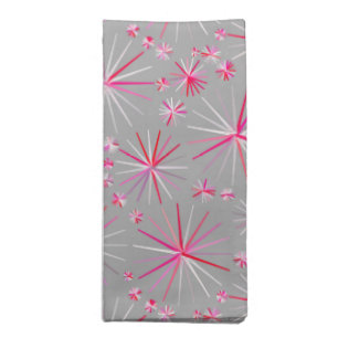 Mid Century Sputnik pattern, Grey and Fuchsia Napkin