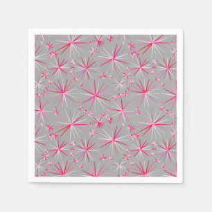 Mid Century Sputnik pattern, Grey and Fuchsia Napkins