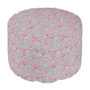 Mid Century Sputnik pattern, Grey and Fuchsia Pouf