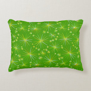 Mid Century Sputnik pattern, Olive Green Accent Pillow