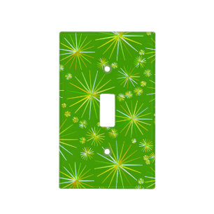 Mid Century Sputnik pattern, Olive Green Light Switch Cover