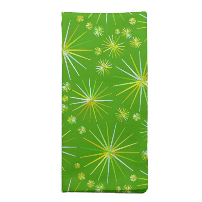 Mid Century Sputnik pattern, Olive Green Napkin (Folded)