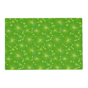 Mid Century Sputnik pattern, Olive Green Placemat