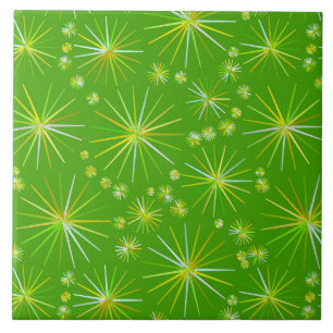 Mid Century Sputnik pattern, Olive Green Tile