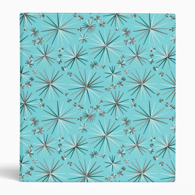 Mid Century Sputnik pattern, Robin's Egg Blue Binder (Front)