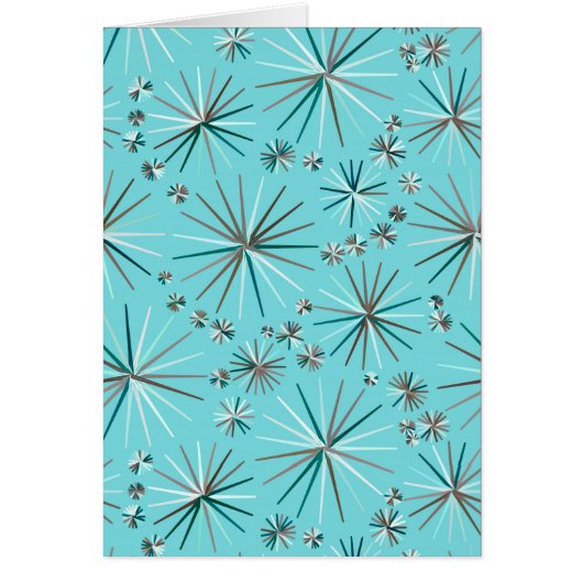 Mid Century Sputnik pattern, Robin's Egg Blue Cards (Front)