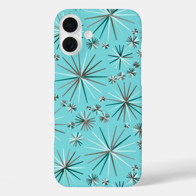 Mid Century Sputnik pattern, Robin's Egg Blue Case-Mate iPhone Case (Back)