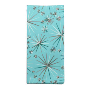 Mid Century Sputnik pattern, Robin's Egg Blue Cloth Napkin