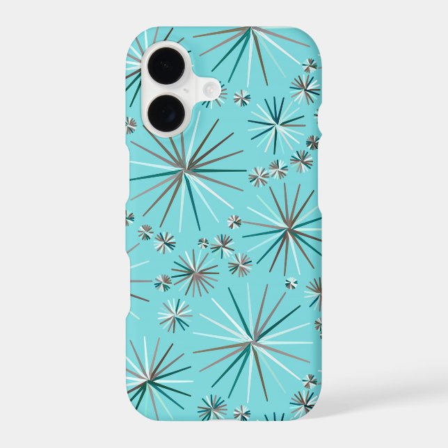 Mid Century Sputnik pattern, Robin's Egg Blue Iphone Case (Back)