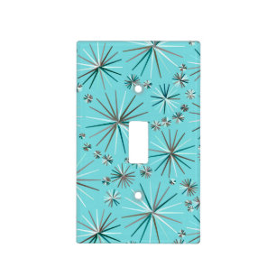 Mid Century Sputnik pattern, Robin's Egg Blue Light Switch Cover