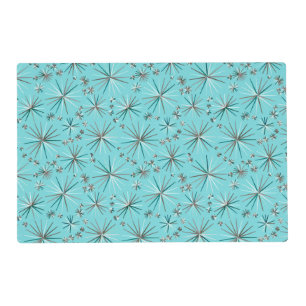 Mid Century Sputnik pattern, Robin's Egg Blue Placemat