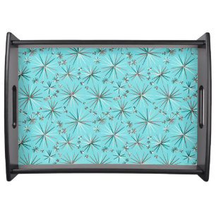 Mid Century Sputnik pattern, Robin's Egg Blue Serving Tray