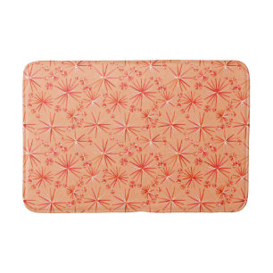 Mid Century Sputnik pattern, Shades of Coral Bathroom Mat