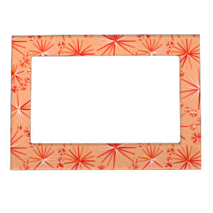 Mid Century Sputnik pattern, Shades of Coral Magnetic Photo Frame