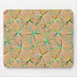 Mid Century Sputnik pattern, Taupe Tan Mouse Pad