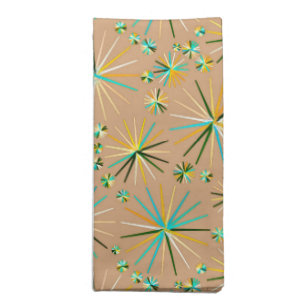 Mid Century Sputnik pattern, Taupe Tan Napkin