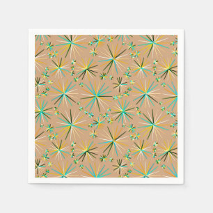 Mid Century Sputnik pattern, Taupe Tan Napkins