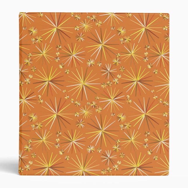 Mid Century Sputnik pattern, Terracotta 3 Ring Binder (Front)